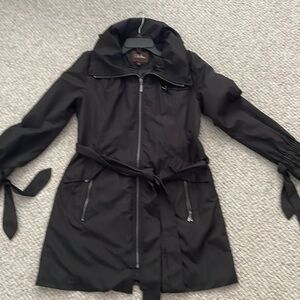 Cole Haan Black Belted Rain Coat